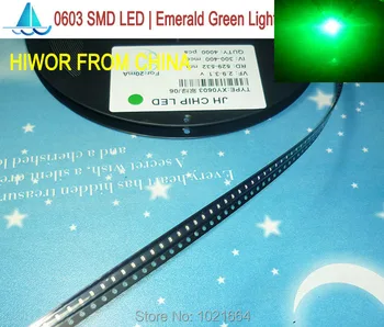 (500pcs/veliko)(LED|SMD) 0603 SMD LED, Smaragdno Zelene Svetleče Barve, Svetleče Diode, 0603 4000pcs na Kolutu